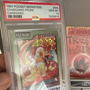 PSA Graded 1997 Charizard Prism Pokémon Card - Holo Orange/Red Custom Made